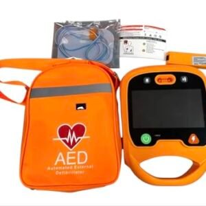 AED Automated External Defibrillator with LCD Display, Portable Emergency Device with Carrying Case, Orange