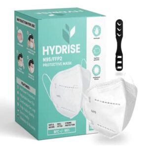 HYDRISE Nonwoven Fabric (Pack of 40 Premium N95 Mask For Men and Women with Mask Adjusters - Washable mask - Reusable mask - Pollution Mask - Protection Mask - Advanced Filtration (White)