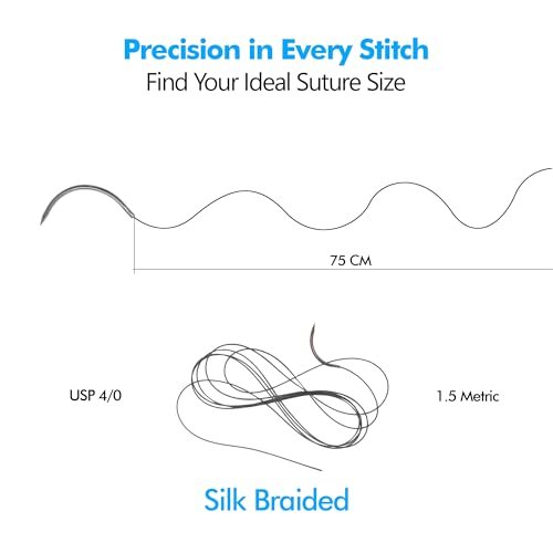 B-Arm Silk Suture Thread (Pack of 12) Non-Absorbable USP 4-0/1.5 Metric|EO Sterilized Suturing Thread And Needle Set|19mm Reverse Cutting Needle Included In Each Pack|Ideal Suture Thread For Practice - Image 2