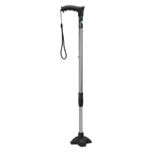 Dr. TORSO Strong Walking Stick with Adjustable Height, Mild-Steel Body, Light Weight for Men/Women, Patients, Old People (Black)