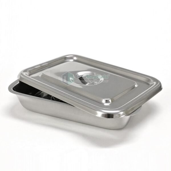IS IndoSurgicals Stainless Steel Instrument Rectangular Tray With Cover,Deluxe Quality(2,10"X8"X2") - Image 2