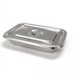 IS IndoSurgicals Stainless Steel Instrument Rectangular Tray With Cover,Deluxe Quality(2,10"X8"X2")