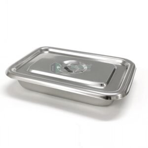 IS IndoSurgicals Stainless Steel Instrument Rectangular Tray With Cover,Deluxe Quality(2,10"X8"X2")