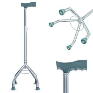 ntara AGEasy Four Leg Walking Stick for Old Age | Lightweight Walking Support with Adjustable Height | 4 Leg Walking