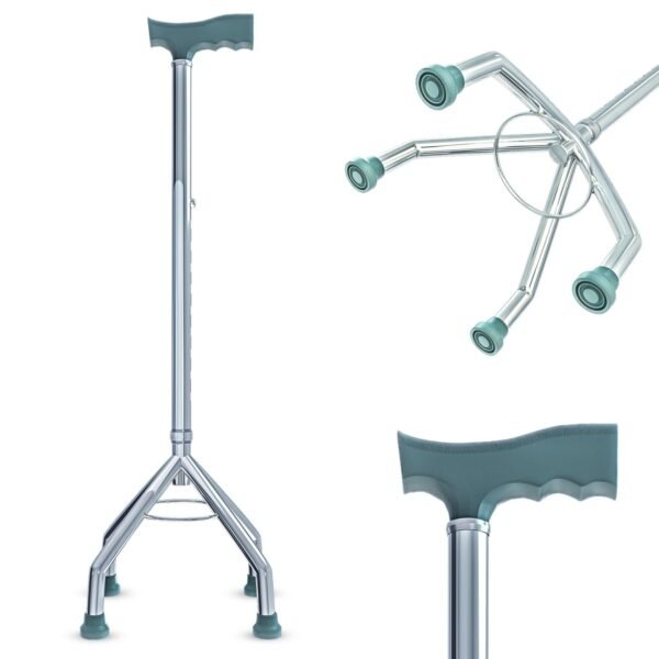 ntara AGEasy Four Leg Walking Stick for Old Age | Lightweight Walking Support with Adjustable Height | 4 Leg Walking