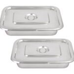 DARSHMOTI® Stainless Steel INSTRUMENT TRAY with Flat Cover and Lid Handles, Reusable and Autoclavable making them ideal for Hospitals, Labs and Surgical Centres