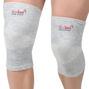 AccuSure Bamboo Yarn Orthopedic Knee Support Cap Brace Sleeves Pair | Pain Relief & Compression Guard