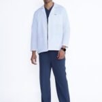 KNYA Men's Labcoat | Long Sleeve Short | 100% polyester | For Doctors (M, Long sleeves short)