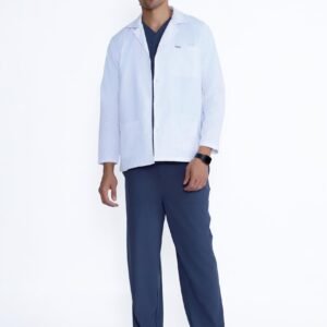 KNYA Men's Labcoat | Long Sleeve Short | 100% polyester | For Doctors (M, Long sleeves short)