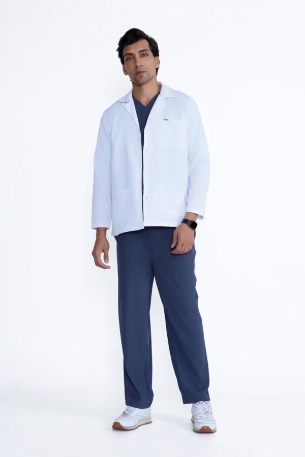 KNYA Men's Labcoat | Long Sleeve Short | 100% polyester | For Doctors (M, Long sleeves short)