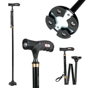 Antara AGEasy (Max Group) Foldable Walking Stick with Built-in LED Light | Adjustable Height