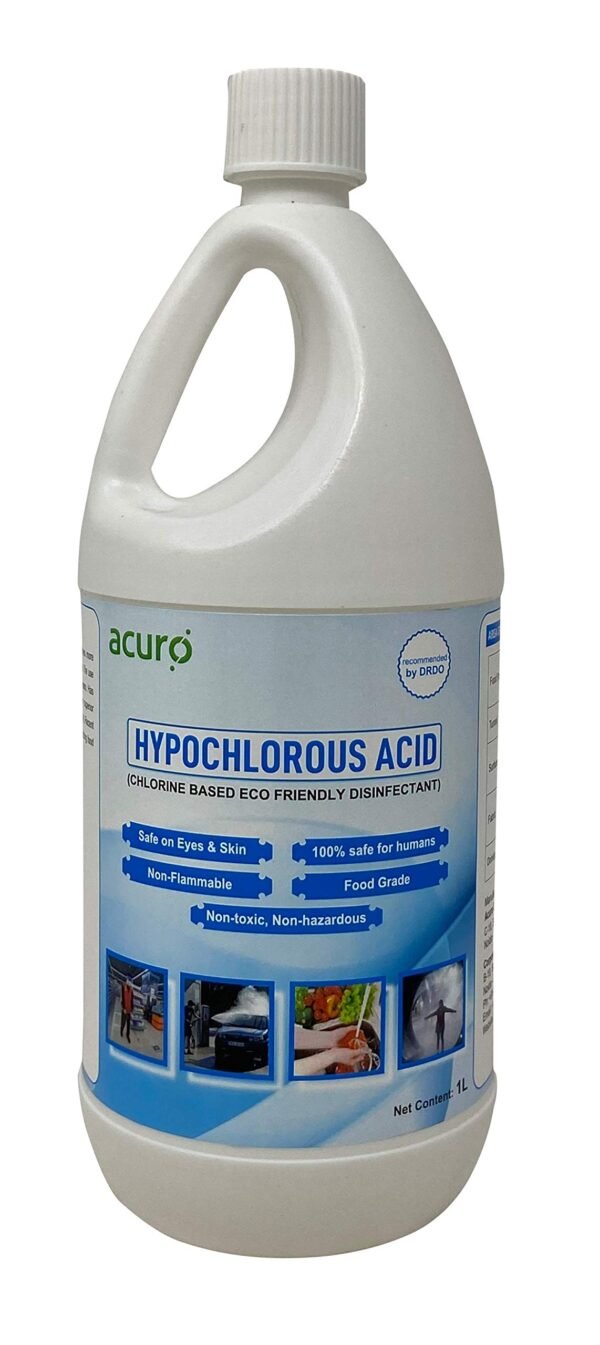 acuro HYPOCHLOROUS ACID: DRDO recommended & EPA approved Eco friendly disinfectant | Safe for Skin (1ltr)