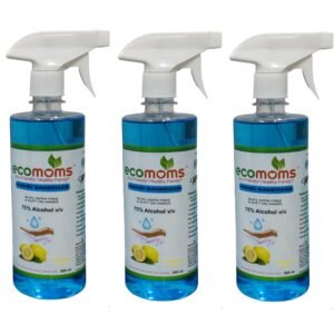 Ecomoms Hand Sanitizer 500ml 99.99% Effective Against Germs -75% Alcohol | Skin Friendly and Safe for Kids | Instant Germ-Free Protection 500ml (Pack of 3)