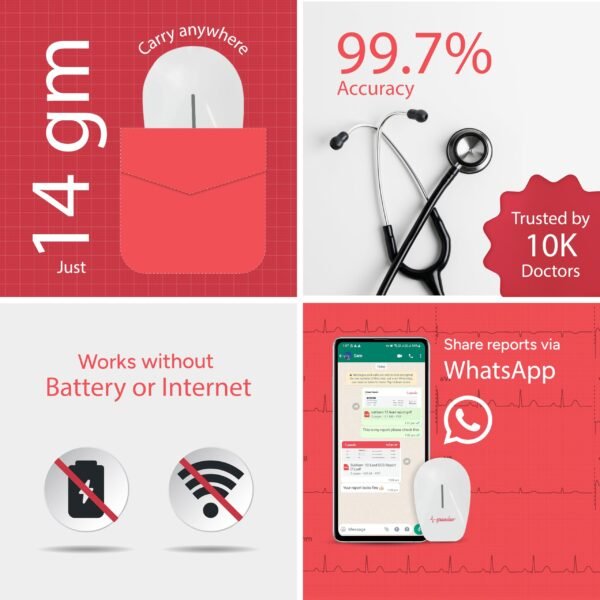 Sunfox Spandan ECG 4.0 | Portable ECG Machine | Home ECG Made Easy | Heart Rate Monitor | Medical Grade ECG on Fingertips - Image 2